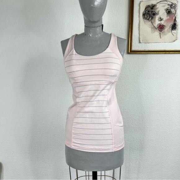 Lululemon Energy Tank Slalom Stripe Pretty Pink / Pretty Pink - Picture 4 of 7